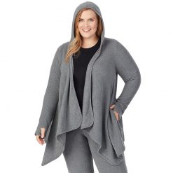 2022 Unique Design Plus Size Cuddl Duds® Fleecewear with Stretch Long  Sleeve Hooded Wrap Special delivery to United States free